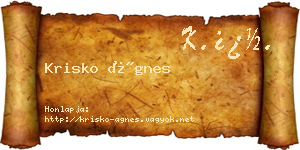 Krisko Ágnes névjegykártya